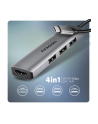 axagon HMC-H3A Wieloportowy hub USB 4in1, 5Gbps, 3x USB-A (2x USB2.0, 1x USB3.0) + HDMI 4K/30Hz, metal, 15cm USB-C kabel - nr 20