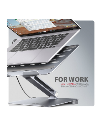 axagon HMC-STND Stojak z wieloportowy hub Aluminiowy 7in1, 5Gbps, do 10'-16' '' laptopów, nastawny, 3x USB-A, HDMI 4K/60Hz, GLAN, PD 100W, 60cm USB-C kabel nr 1