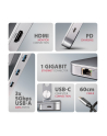 axagon HMC-STND Stojak z wieloportowy hub Aluminiowy 7in1, 5Gbps, do 10'-16' '' laptopów, nastawny, 3x USB-A, HDMI 4K/60Hz, GLAN, PD 100W, 60cm USB-C kabel - nr 36