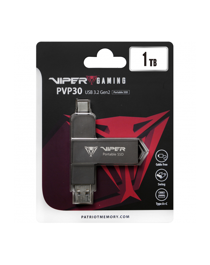 patriot Dysk zewnętrzny SSD 1TB PVP30 Duo Compact 1000/1000 MB/s USB 3.2 USB-C główny