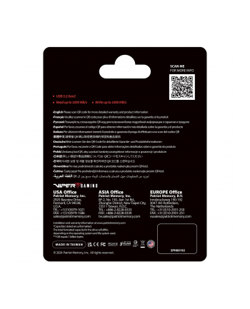 patriot Dysk zewnętrzny SSD 1TB PVP30 Duo Compact 1000/1000 MB/s USB 3.2 USB-C