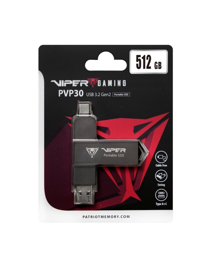 patriot Dysk zewnętrzny SSD 512GB PVP30 Duo Compact 1000/1000 MB/s USB 3.2 USB-C główny