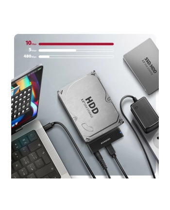 axagon ADSA-FPX Adapter USB-C 10Gbps SATA 6G 2.5'/3.5' SSD/HDD FASTPORT X, w tym zasilacz, 60cm USB-C/USB-A kabel nr 1