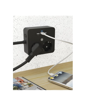 ICY BOX power strip IB-MPS2220B-CH, 2-way, 3x USB (black, 1.9 meter cable, switch) nr 1