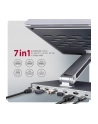 axagon HMC-STND Stojak z wieloportowy hub Aluminiowy 7in1, 5Gbps, do 10'-16' '' laptopów, nastawny, 3x USB-A, HDMI 4K/60Hz, GLAN, PD 100W, 60cm USB-C kabel - nr 60