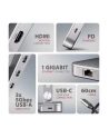 axagon HMC-STND Stojak z wieloportowy hub Aluminiowy 7in1, 5Gbps, do 10'-16' '' laptopów, nastawny, 3x USB-A, HDMI 4K/60Hz, GLAN, PD 100W, 60cm USB-C kabel - nr 72
