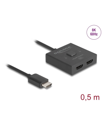 DeLOCK HDMI Switch 2 > 1 bidirectional 8K (black, 50cm cable)
