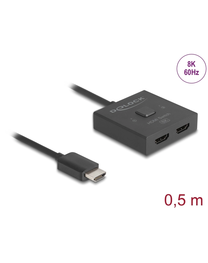 DeLOCK HDMI Switch 2 > 1 bidirectional 8K (black, 50cm cable) główny