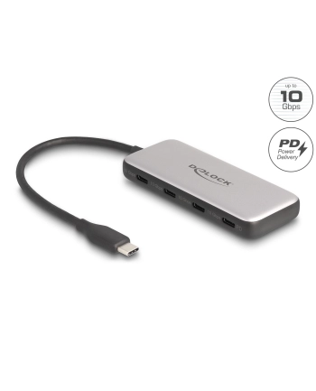 DeLOCK USB 10 Gbps USB Type-C Hub with 4 x USB Type-C, USB hub (grey)