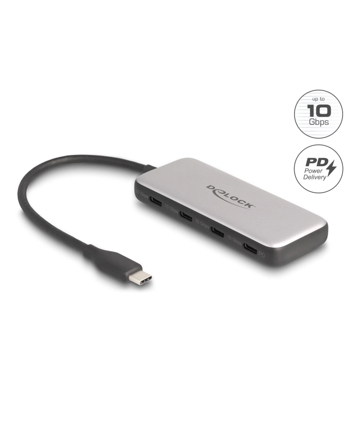 DeLOCK USB 10 Gbps USB Type-C Hub with 4 x USB Type-C, USB hub (grey) główny
