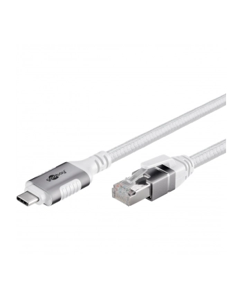 goobay Ethernet cable USB-C 3.2 Gen2 plug > RJ-45 plug, LAN adapter (BIAŁY, 2 meters, braided textile sheath) nr 1