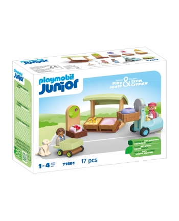 PLAYMOBIL 71691 Junior: Organic Market Stall ' Forklift, Construction Toy