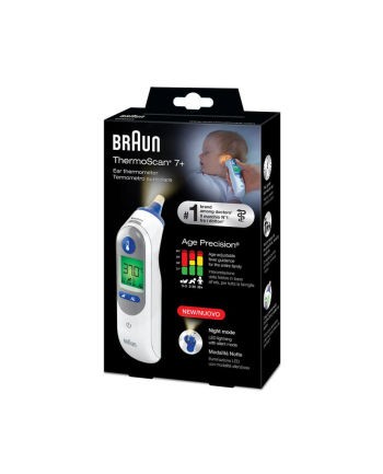 Braun thermometer ThermoScan 7+ (BIAŁY/blue, infrared ear thermometer)