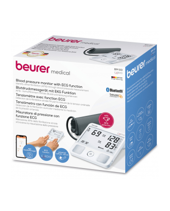 Beurer BM 93 upper arm blood pressure monitor (BIAŁY, Bluetooth, integrated ECG electrodes)