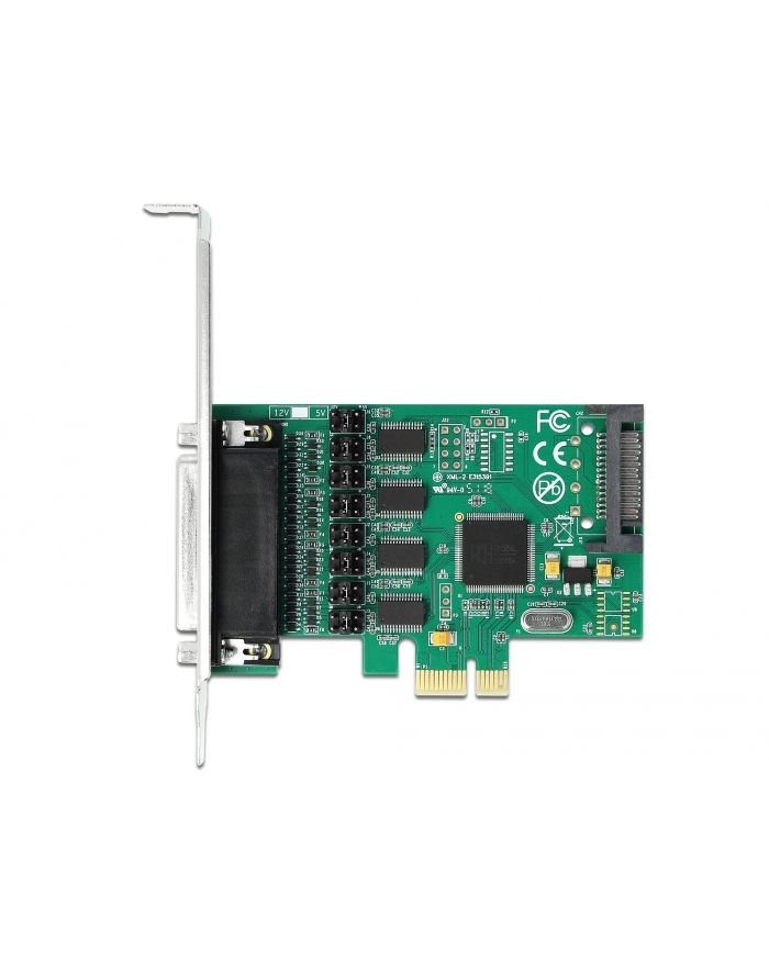 DeLOCK PCIe x1 card to 4 x serial RS-232 with 5V or 12V, interface card (SATA power connector) główny
