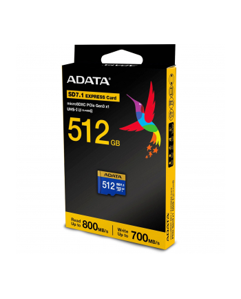 ADATA Premier Extreme microSDXC 512 GB, memory card (blue/yellow, SD Express, UHS-I U3, Class 10, V30)
