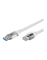 goobay Ethernet cable USB-A 3.2 Gen1 plug > RJ-45 plug, LAN adapter (BIAŁY, 2 meters, braided textile sheath) - nr 1