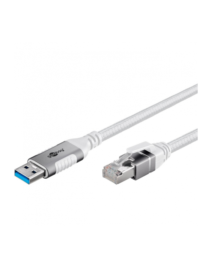 goobay Ethernet cable USB-A 3.2 Gen1 plug > RJ-45 plug, LAN adapter (BIAŁY, 2 meters, braided textile sheath) główny