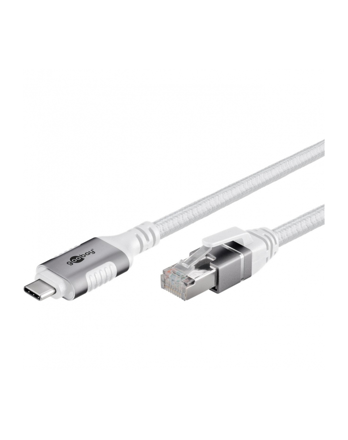 goobay Ethernet cable USB-C 3.2 Gen2 plug > RJ-45 plug, LAN adapter (BIAŁY, 5 meters, braided textile sheath) główny