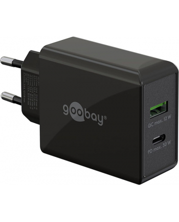 Goobay USB-C PD dual fast charger 30 watts (black, 1x USB-A, 1x USB-C PD) nr 1