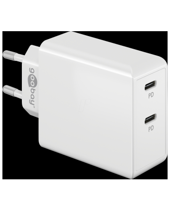 Goobay USB-C Dual Fast Charger 36 Watt (BIAŁY, 2x USB-C, Power Delivery)