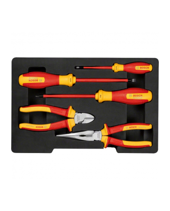 bosch powertools Bosch VDE tool set mixed, 5 pieces (red/yellow, side cutters, needle-nose pliers, 3 screwdrivers)