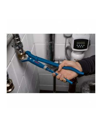 bosch powertools Bosch plumbing corner pipe wrench 45° Professional 420mm, S-jaw, pipe / water pump pliers (blue, gripping jaw position 45°)