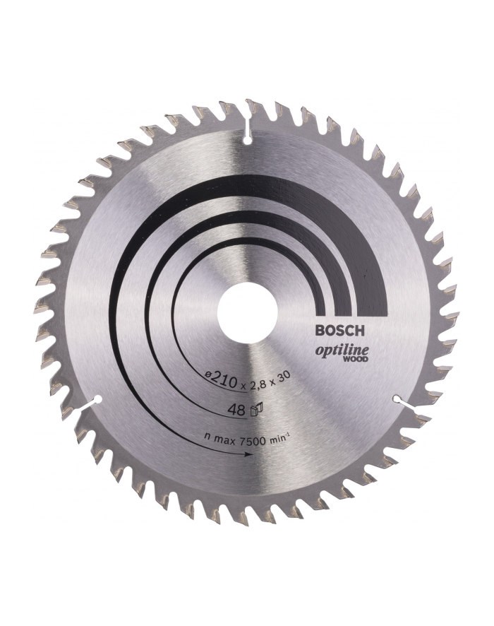 bosch powertools Bosch circular saw blade Optiline Wood,  210mm, 48Z (bore 30mm, for hand-held circular saws) główny