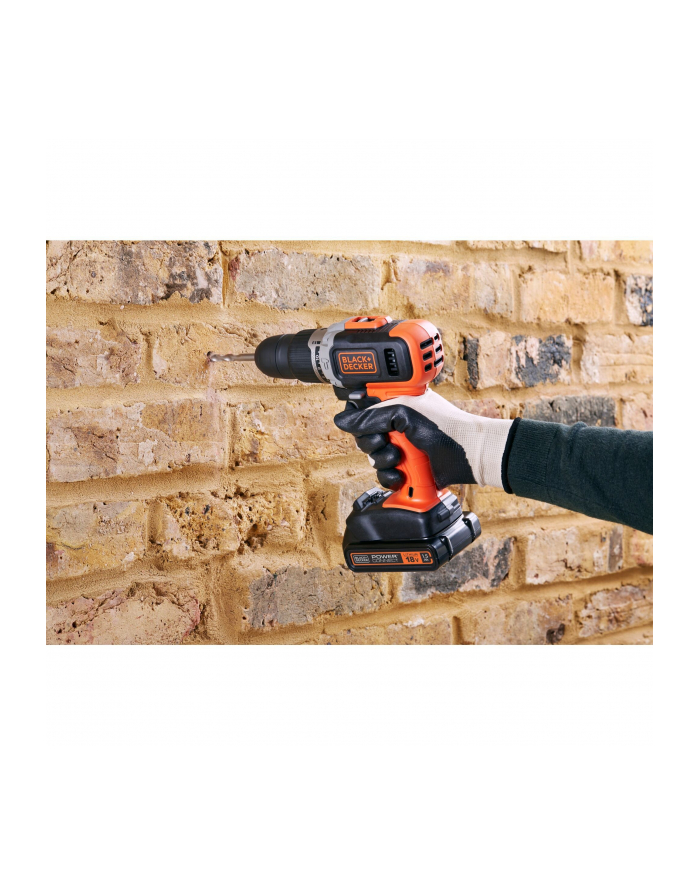 BLACK+DECKER cordless impact drill BCKSB02, 18Volt (orange/black, Li-ion battery 1.5Ah, storage box, 62-piece accessory set) główny