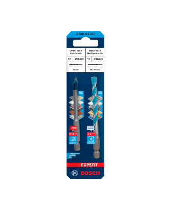 bosch powertools Bosch Expert HEX-9 HardCeramic + HEX-9 MultiConstruction drill bit set, ? 8mm (2-piece)