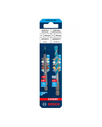 bosch powertools Bosch Expert HEX-9 HardCeramic + HEX-9 MultiConstruction drill bit set, ? 8mm (2-piece)