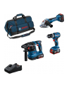 bosch powertools Bosch Cordless Combo Kit GSB 18V-45 + GWS 18V-10 + GBH 18V-22, hammer drill (blue, 2x Li-Ion battery 5.0Ah, 1x Li-Ion battery ProCORE18V 5.5Ah, tool bag) - nr 1