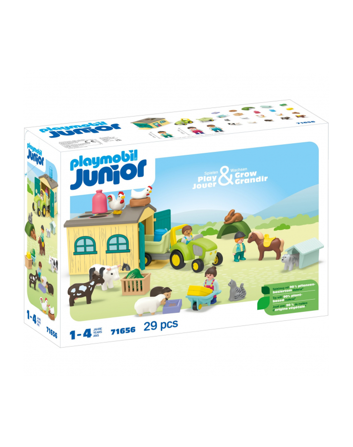 PLAYMOBIL 71656 Junior: Farm adventure with tractor, trailer and animal friends, construction toy główny