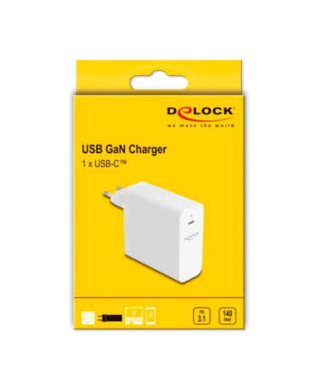 DeLOCK USB GaN charger 1x USB-C, 140 Watt (BIAŁY, PD 3.1)