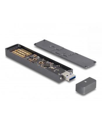 DeLOCK External Enclosure M.2 NVMe PCle SSD, SATA SSD, Drive Enclosure (grey, with USB Type A connector)