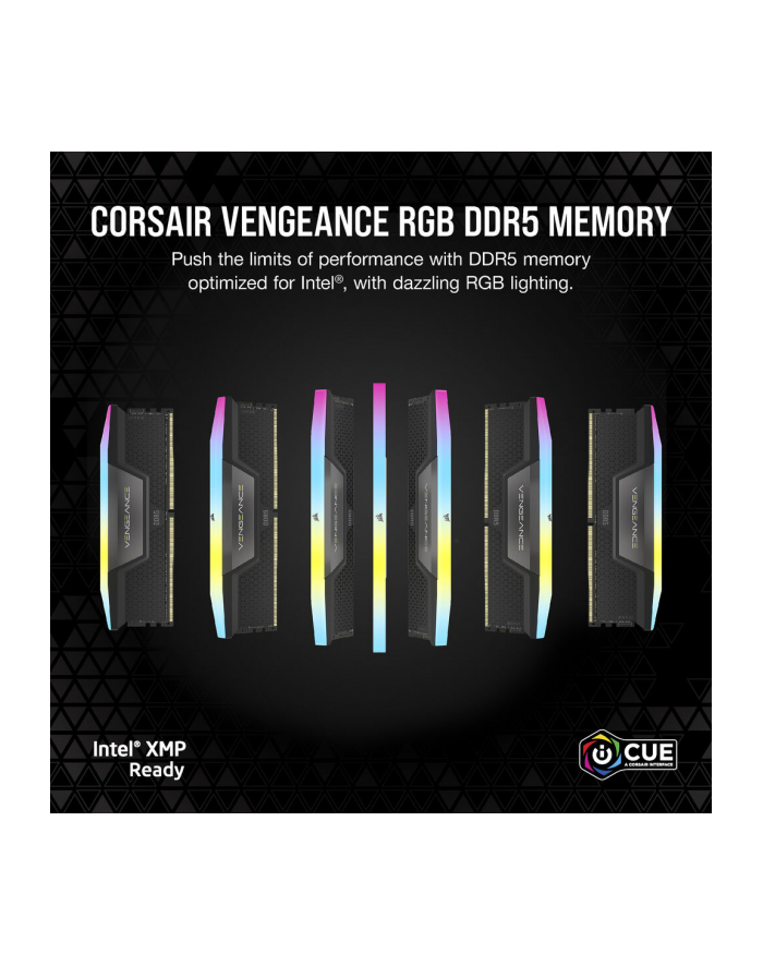 CORSAIR VENGEANCE RGB 32GB 2x16GB DDR5 6000MHz DIMM CL38-44-44-96 1.35V Std PMIC Intel XMP Memory Black główny