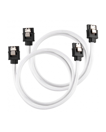 CORSAIR Premium Sleeved SATA Data Cable Set with Straight Connectors White 60cm