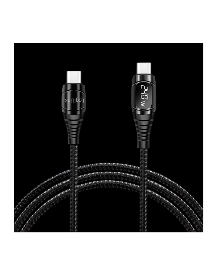 LOGILINK CU0181 Kabel USB 2.0 Type-C C/M na USB-C/M E-mark PD wyświetlacz czarny 1m główny