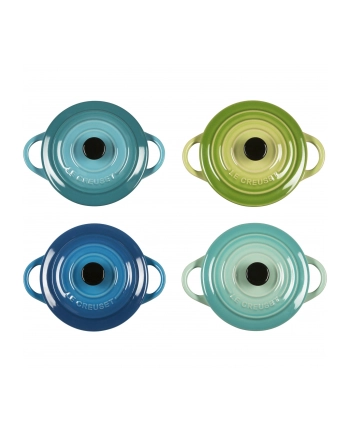 Le Creuset Stoneware Set of 4 petite Casseroles 10x5cm ocean nr 2