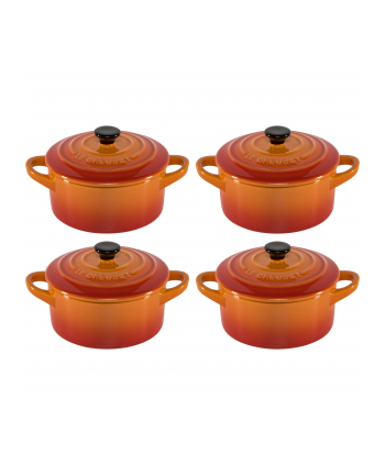 Le Creuset Stoneware Set of 4 petite Casseroles 10x5cm volcan.