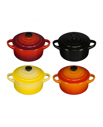 Le Creuset Stoneware Set of 4 petite Casseroles 10x5cm red