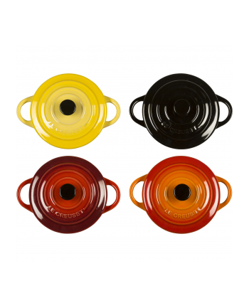 Le Creuset Stoneware Set of 4 petite Casseroles 10x5cm red