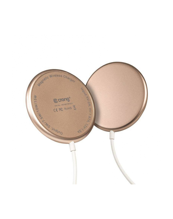 crong MagSpot Wireless Charger Aluminiowa ładowarka indukcyjna MagSafe 15W Złota główny