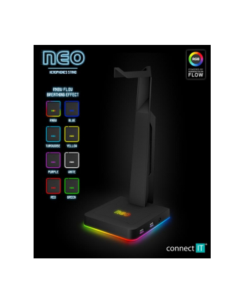 Connect It Stand Stojak Wieszak Na Słuchawki+ Hub Usb+ Podświetlenie Rgb Do Słuchawek