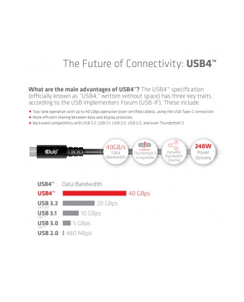 Club 3D Club3D Kabel Usb4 Gen3X2 Type C Oboustranný 8K60Hz Data 40 Gbps Pd 240W 48V 5A Epr M 2M nr 1