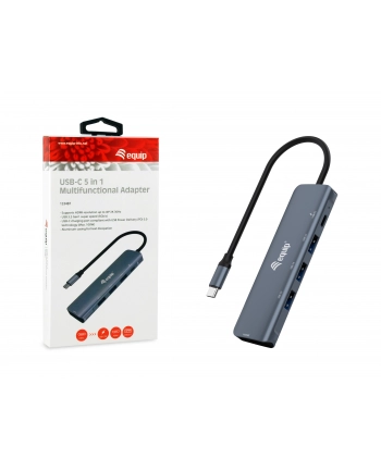 Equip Adapter AV Dock USB-C->HDMI,3xUSB3.0,100WPD 4K30Hz 0.25m gr (133487) nr 1