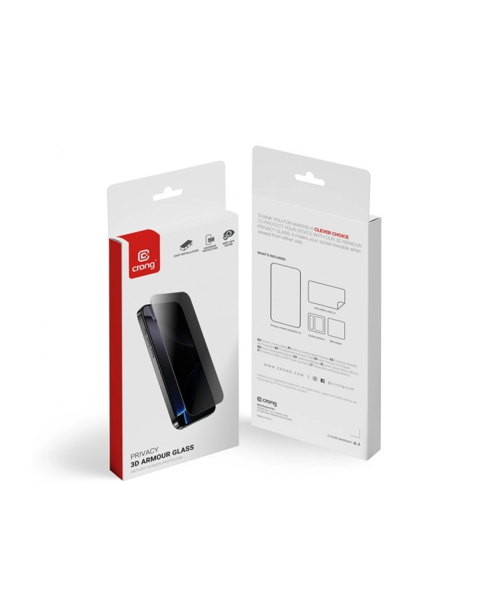 crong Privacy 3D Armour Glass - Hartowane szkło prywatyzujące iPhone 16 / iPhone 15 główny