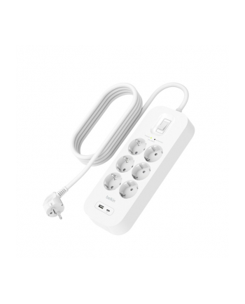 belkin Listwa zasilająca SurgePlus 6xschuko 1xUSB-A 1xUSB-C 650J 2m