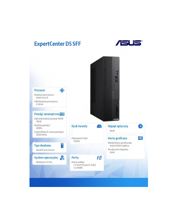 asus Komputer ExpertCenter D5 SFF D500SE-513500504X i5-13500 16GB/512GB/W11 PRO