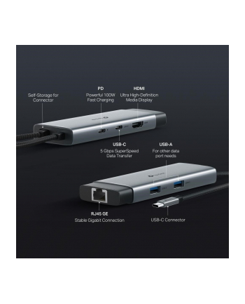 Hub TP-LINK UH6120C 2xUSB-A 30, 1xUSB-C 30, 1xUSB-C PD, HDMI 4K, RJ45 GE